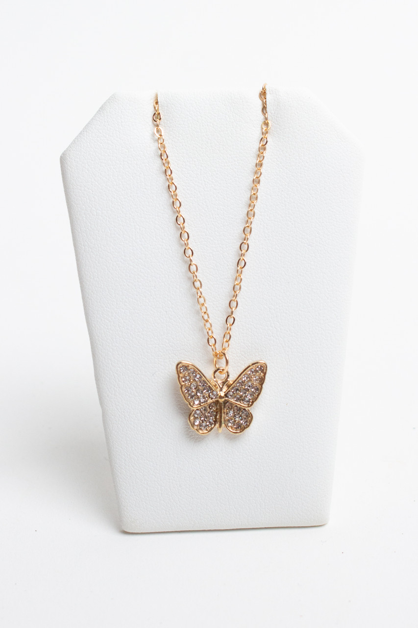 Fashion Rhinestone Butterfly Pendant Necklace Sweater Crystal Choker Chain  Women | eBay